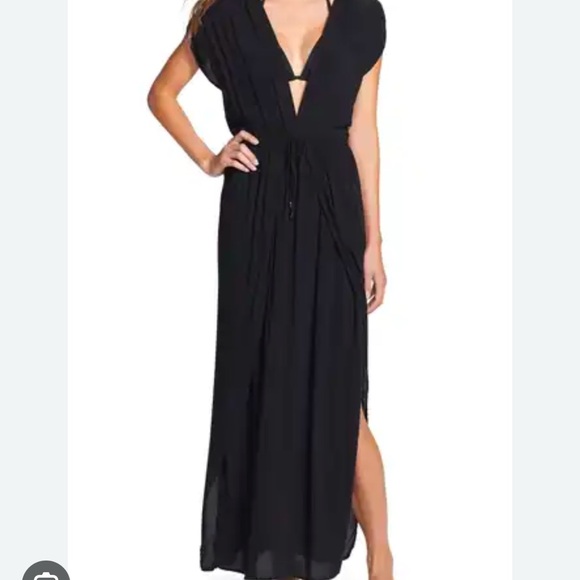 ELAN Wrap Maxi coverup dress- black - Picture 5 of 9